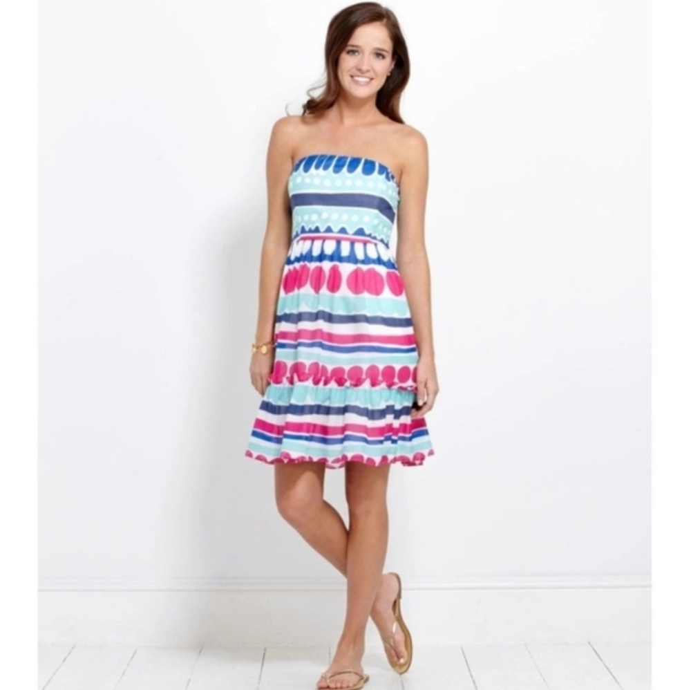 Vineyard Vines Strapless Carolina Stripe Ocean Splash Dress, Size 12